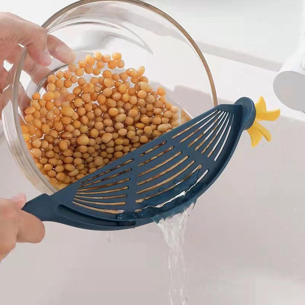 Plastic Multifunctional Kitchen Strainer Baffle Tool Handheld Filter for Rice Beans Peas (1 Pc)