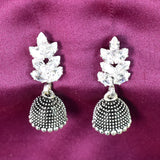 Silver-Toned Dome Shaped Jhumkas Earrings