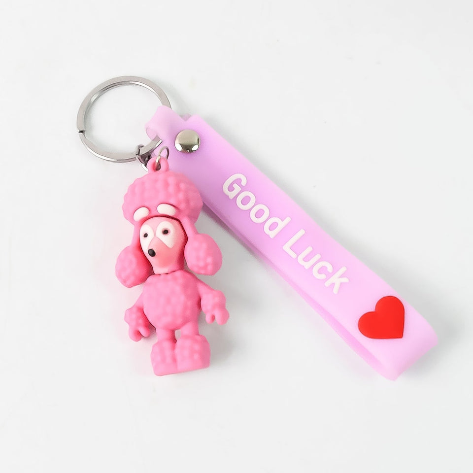 Cute Cartoon Silicone 3D Key Chain with Metal Hook & Strap (Pack of 1)