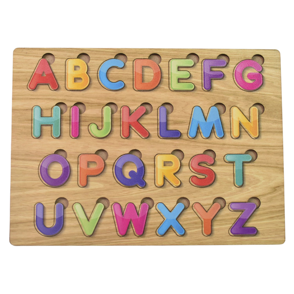 Wooden Puzzle Board ABC Letters Shapes Educational Learning Toys (1 Set)