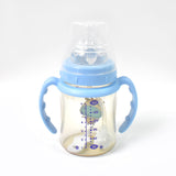 Plastic Baby Feeding Bottle with Handles, Cleaning brush & Straw (180 ML / 1 Pc)