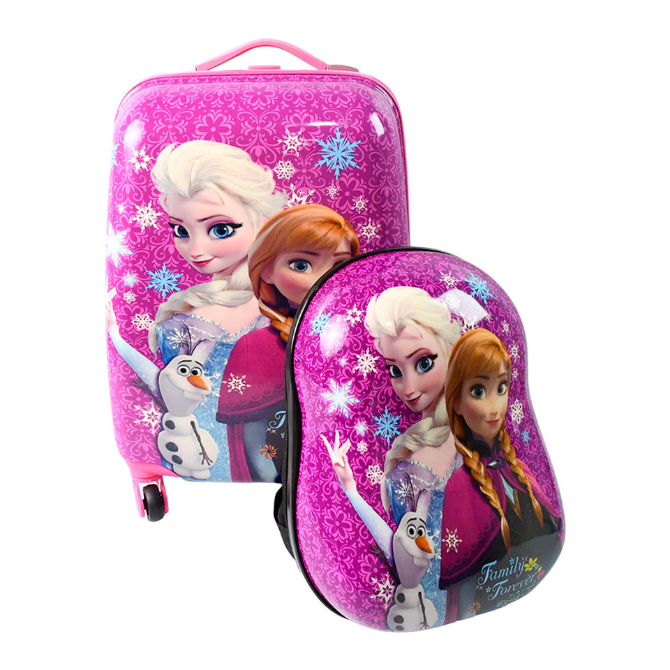 Kids Travel Suitcase with 4 Wheels (2 Pcs Set / 1 Big & 1 Small Shoulder Bag / Mix Design & Color)