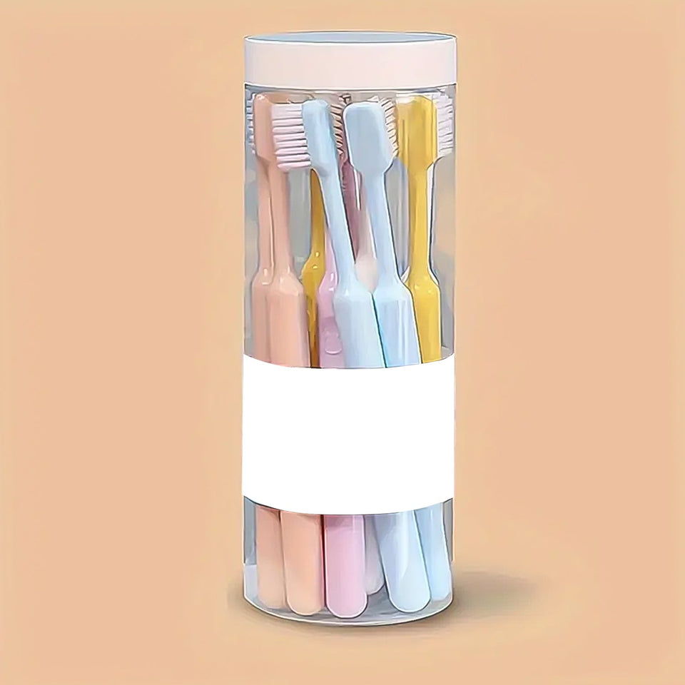 Plastic Toothbrush With Plastic Round Box (20 pcs Set)