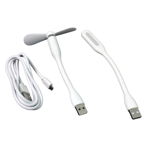 Portable Mini USB Fan, USB Light & Micro USB Cable (3 Pcs Set)