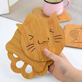 Square Bamboo Wood Table Place mat Hot Pot Cup Mat Tea Coaster(14×14 Cm / 1 Pc)