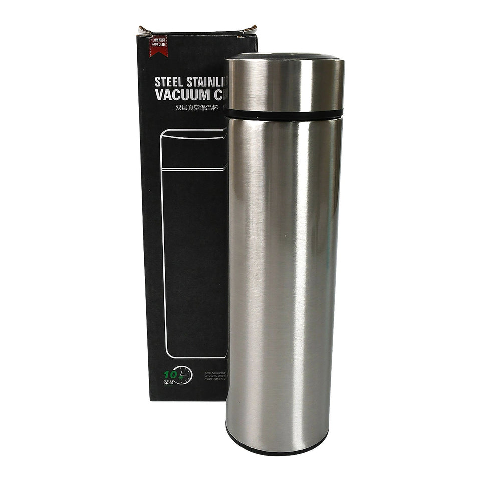 Double Stainless Steel Wall Smart Flask Vacuum Insulated Water Bottle | Perfect for Hot and Cold Drinks | for Campaign Travelling (450ml Approx) (Mix Color / Mix Design))