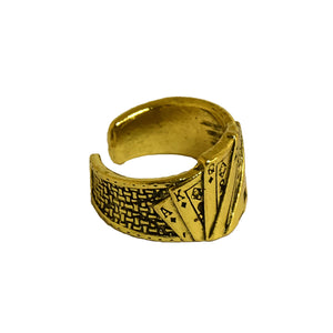 Mens Bikers Jewelry Poker Card Unique Gold Ring