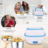 Electric Lunch Box, 3 In 1 Food Heater / Cooker / Steamer with Stainless Steel Bowls (1 Set)