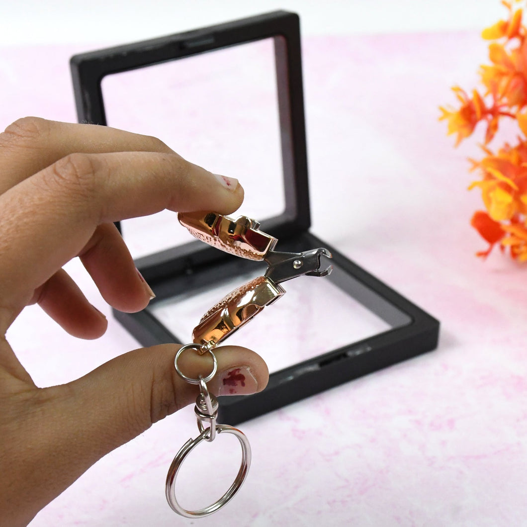 Nail Clipper Keychain With 3D Floating Frame Display Case (1 Set)