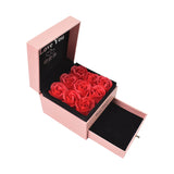 Preserved Eternal Rose Flower Gift Box Drawer with I Love You & Artificial 9 Pcs Rose (1 Set)