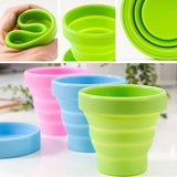 Round Silicone Foldable Glass / Cup, Foldable Travel Mug With Lid (1 Pc)