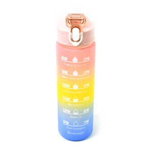 Plastic Colorful Motivational Water Bottle with Straw (900 ML)