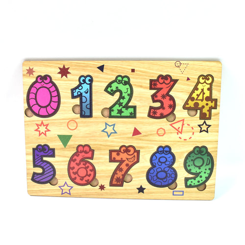 Wooden Number Puzzle Learning Educational Board (1 Set / 28×20 Cm)