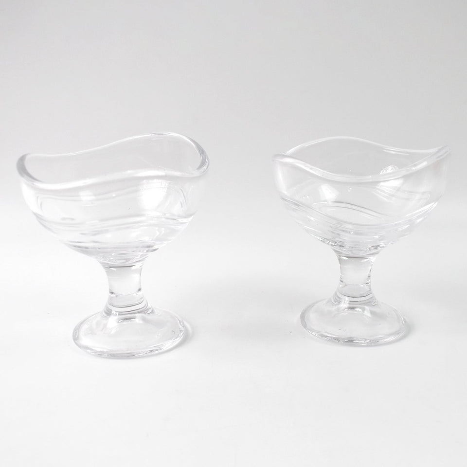 Glass Footed Dessert Bowl, Ice Cream Cup (2 Pcs Set)