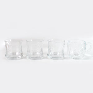 Glass 3 Pc Tumbler & 1 Pc Cup Set (4 Pcs Set)