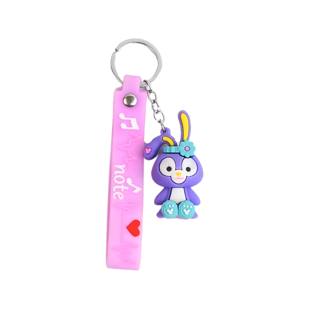 Cute Cartoon Silicone 3D Key Chain with Metal Hook & Strap (Pack of 1)