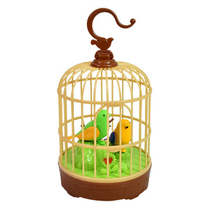 Sound Activated Chirping Bird in Hanging Cage, Beautiful Pinjra Bird Toy (1 Pc / Battery Not Operated)