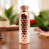 Diamond Cut Copper Water Bottle 2 Glasses with Gift Box (3 Pcs Set)