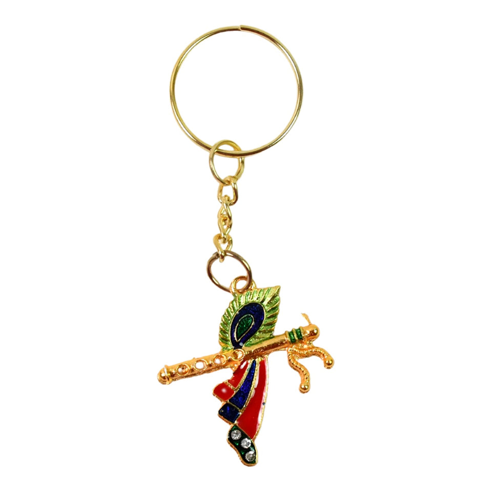 Krishna MorPich (Peacock Feather) and Bashuri (Bashuri) Keychain