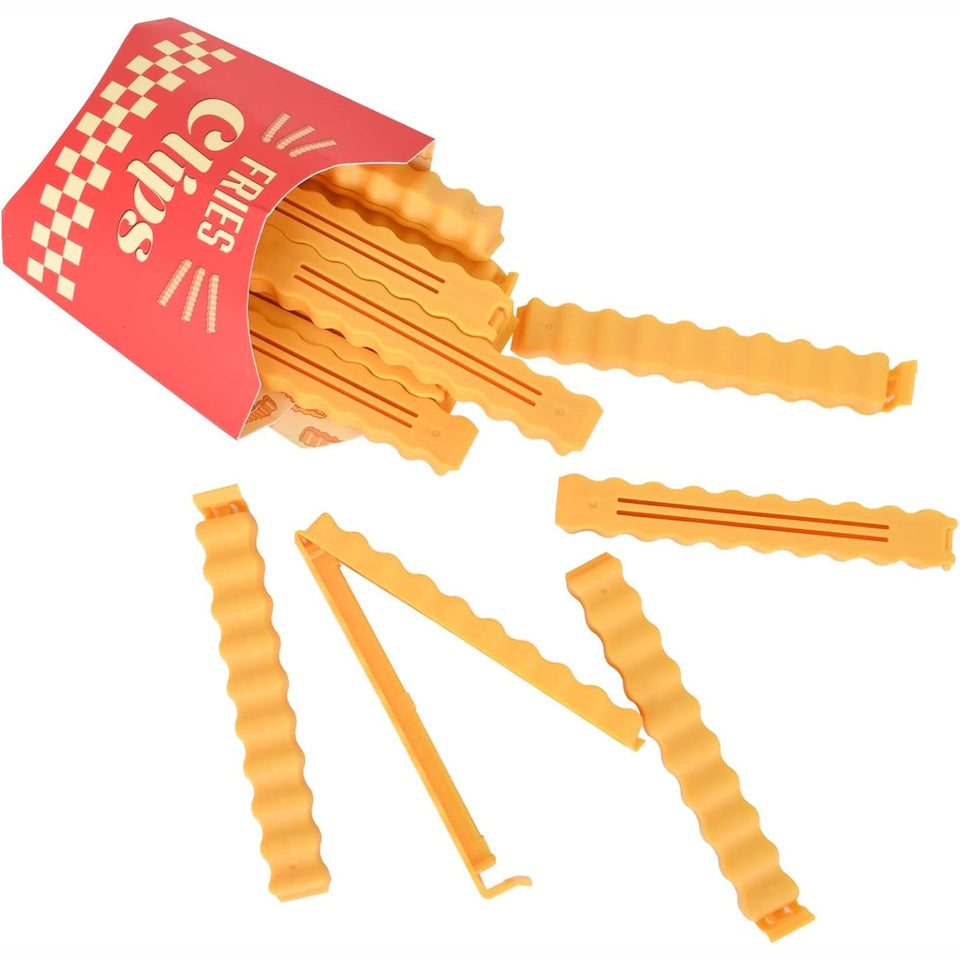 Cute French-Fries-Shaped Bag Clips With in a Magnetic Box (12 Pcs Set)