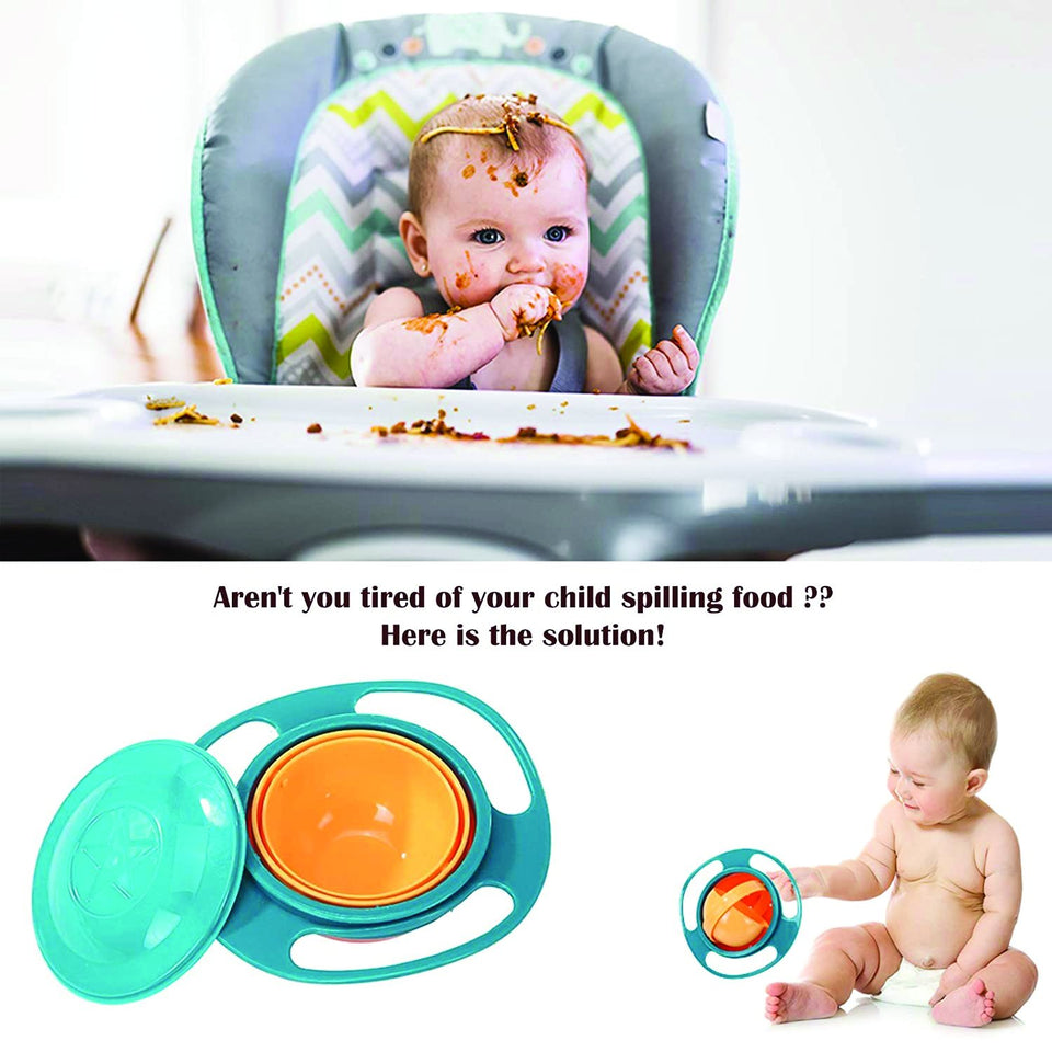 0617 Portable Non Spill Feeding Toddler Gyro Bowl 360 Degree Rotating Dish