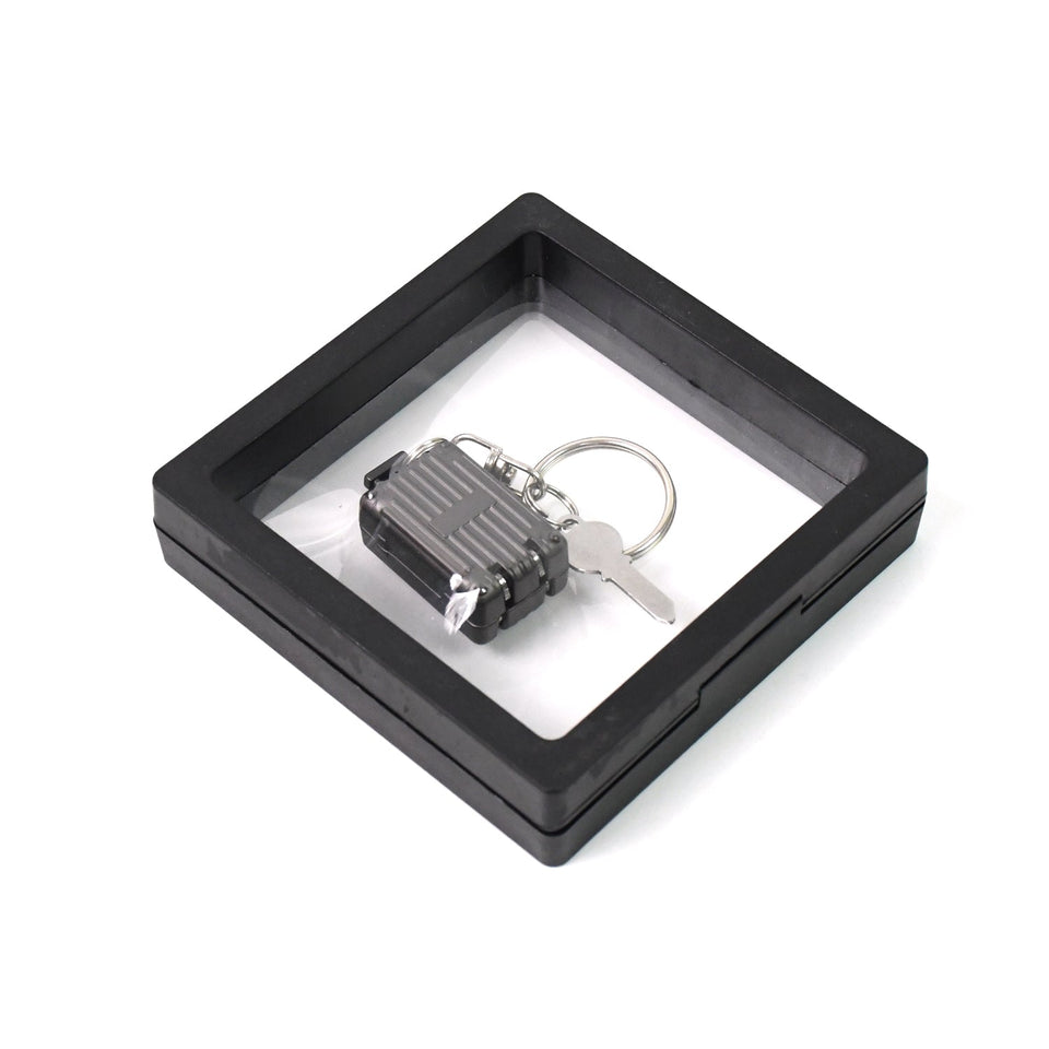 Suitcase Shape Nail Clipper Keychain With Key & 3D Floating Frame Display Case (1 Set)