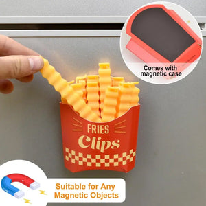 Cute French-Fries-Shaped Bag Clips With in a Magnetic Box (12 Pcs Set)