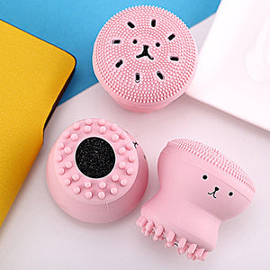 Facial Cleansing Brushes, Cute Octopus Shape Silicone Face Scrubber Massager Skincare Tool (1PC)