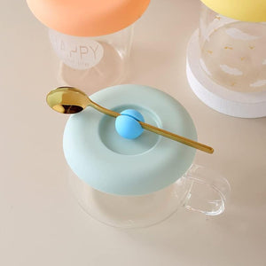 Cup / Mug Lid Dust Proof Silicone Rubber Airtight Seal (Cup & Spoon Not Included Only Lid/ 1 Pc)