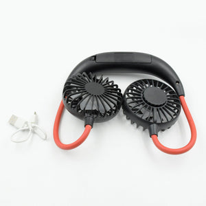 Hand Free Personal Fan - Portable USB Battery Rechargeable With Battery Comaprtment Mini Fan - Headphone Design Wearable Neckband Fan Necklance Fan Cooler Fan for Home, Sport, Camping, Beach, Travel, Office (Battery Not Included)