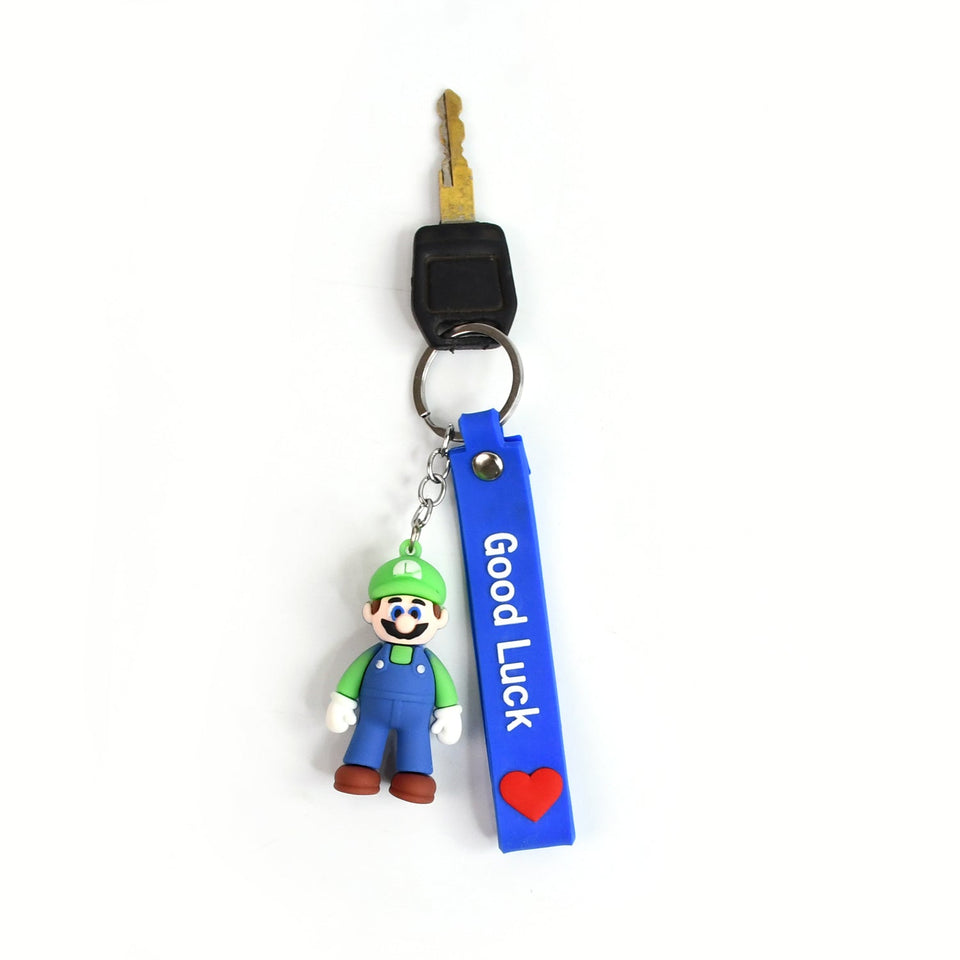 Cute Cartoon Silicone 3D Key Chain with Metal Hook & Strap (Pack of 1)