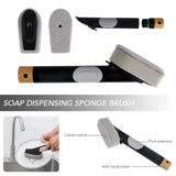 Cleaning Brushes Set, Scrub Brush Bathroom Brush, Long Handle Liquid Dispenser Pot Washing Brush