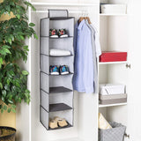 6 Shelf Hanging Closet Organizer, Space Saver, Sweater & Clothing Shelves, Breathable Material Keeps Away Dust & Odors,