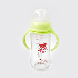 Glass Baby Feeding Bottle with Handles & Straw (240 ML / 1 Pc)