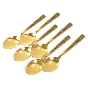 Premium Luxurious Stainless Steel Coated Spoons (6 Pcs Set / Golden)