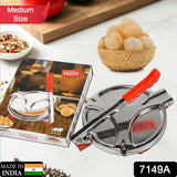 PURI PRESS MAKER - STAINLESS STEEL PURI MAKER PRESS MACHINE - ROTI CHAPATI PRESSER FOR HOME -KHAKHRA- PURI MAKER PRESS MACHINE WITH HANDLE, MANUAL PURI MAKER (MEDIUM)