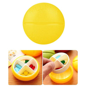 Portable Round Shape 4 Compartments Pill Box (1 Pc / With Brown Box)