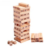 54 Pcs Blocks 4 Dices Wooden Tumbling Stacking Building