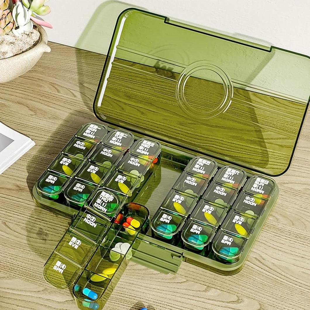 Portable Weekly Pill Box Organiser Daily Pill Keeper 21 Grid Container (1 Pc)