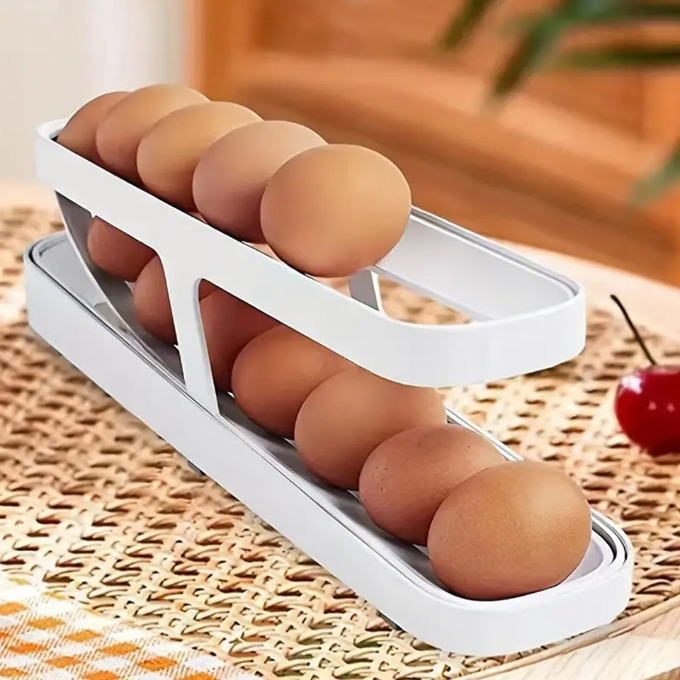 Plastic 2-Tier Rolling Egg Dispenser For 12-14 Eggs (1 Pc)