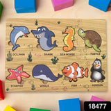 Seawater Animal Wooden Puzzle Learning Educational Board (1 Set)