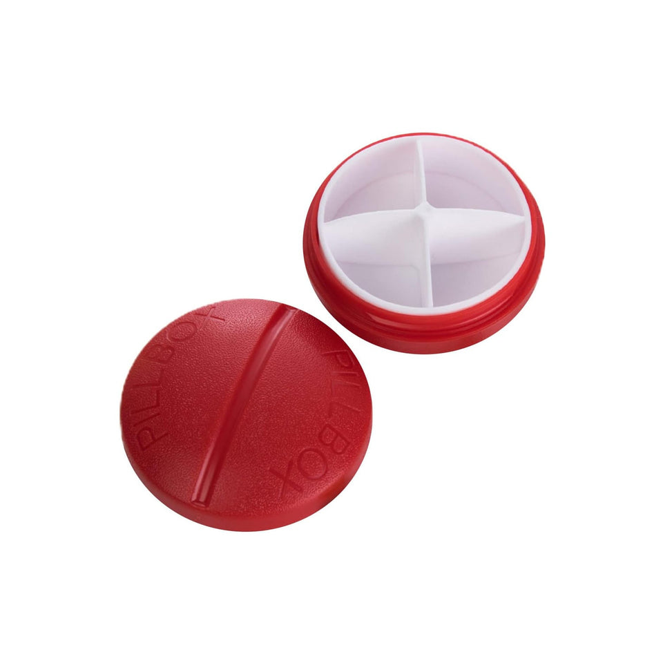 Portable Round Shape 4 Compartments Pill Box (1 Pc)