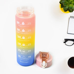 Plastic Colorful Motivational Water Bottle with Straw (900 ML)