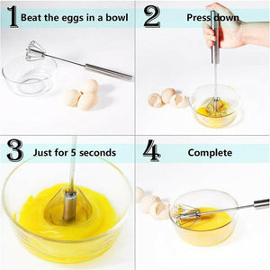 Big Stainless Steel Egg Whisk, Hand Push Rotary Whisk Blender (1 Pc / 35 Cm)