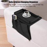 Sofa Arm Rest Hanging Storage Bag, Storage Bag for Sofa Ideal for Sorting Magazines Books (Black)