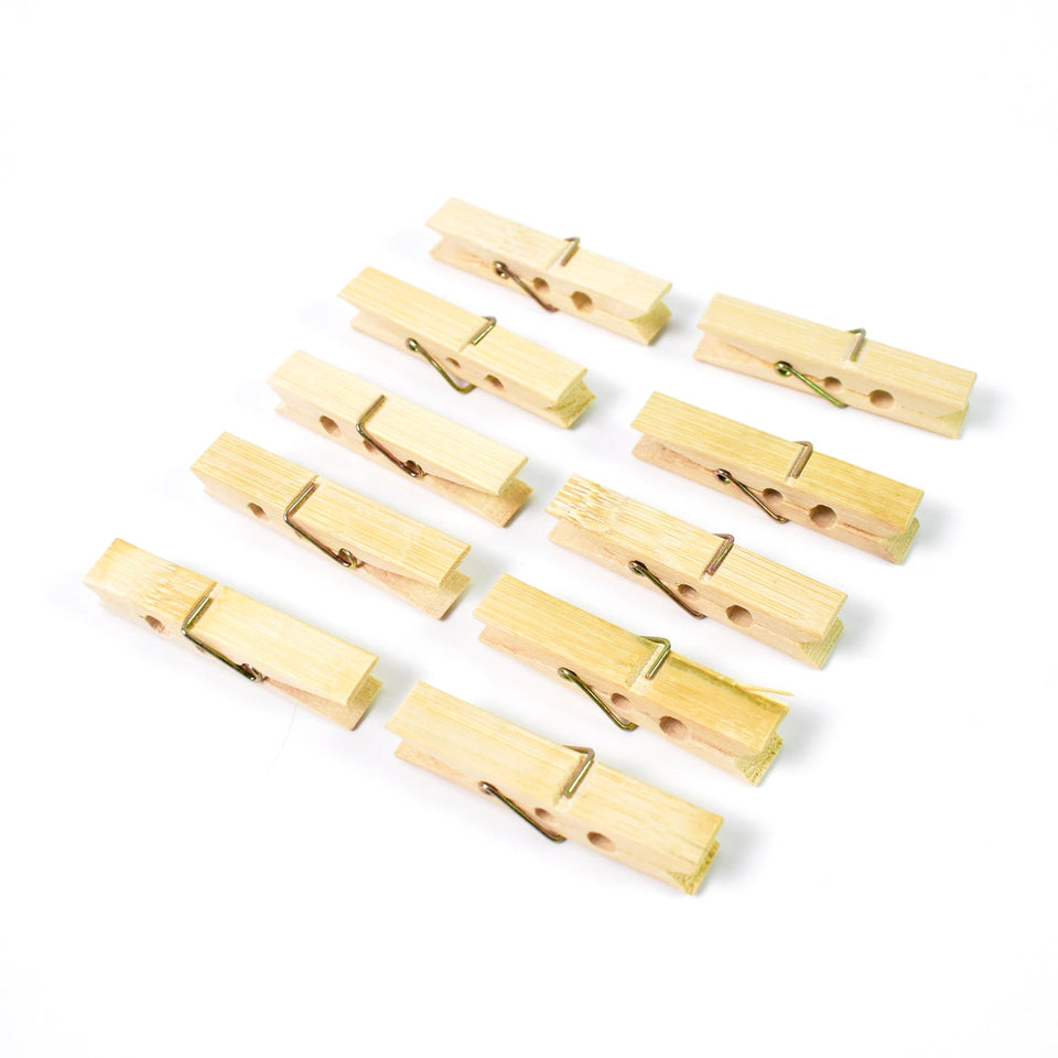 Heavy Duty Bamboo Wooden Cloth Clips / Pegs (10 Pcs Set)