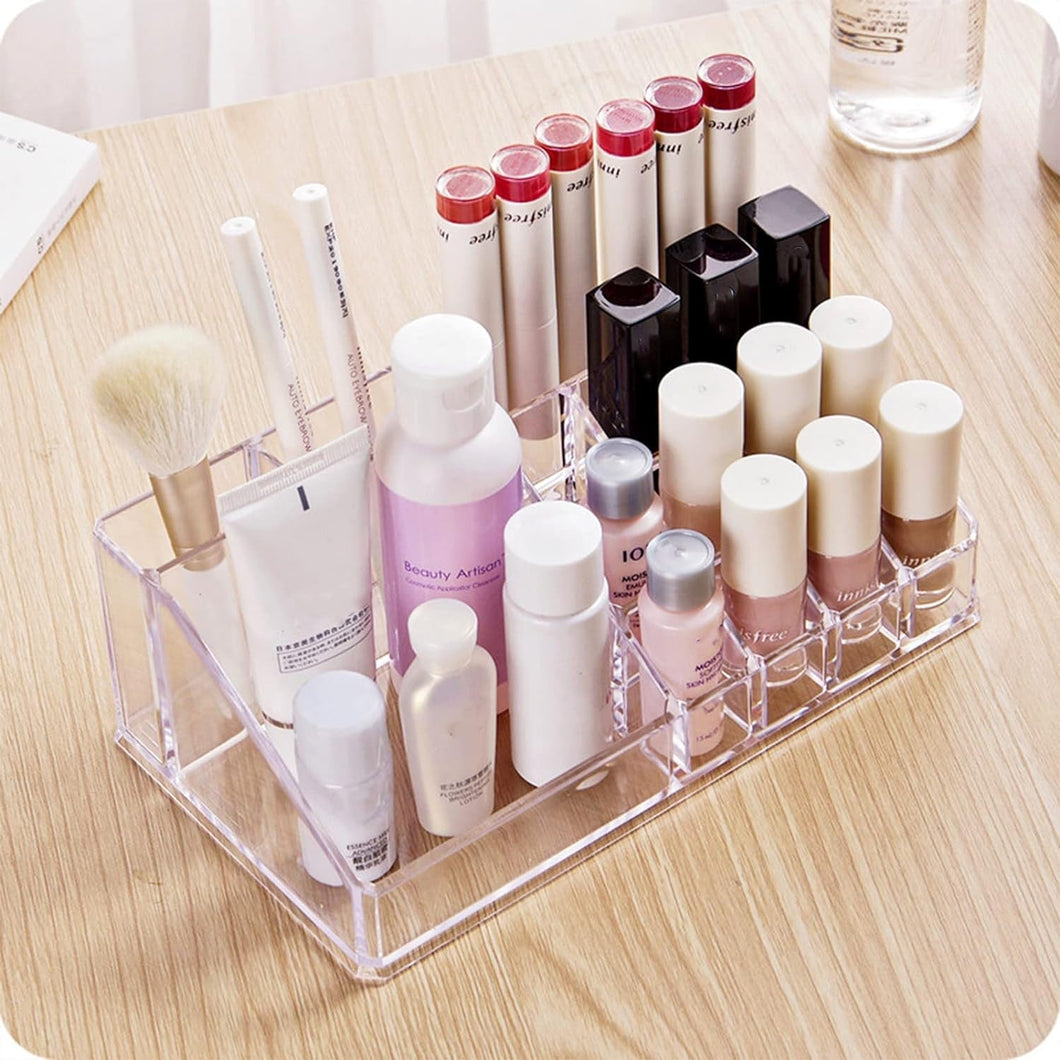 16 Compartment Cosmetic Makeup Jewellery Lipstick Storage Organiser Box, Cosmetic Storage Box Make-up Lipstick Organizer / Lipstick Holder Case  Transparent