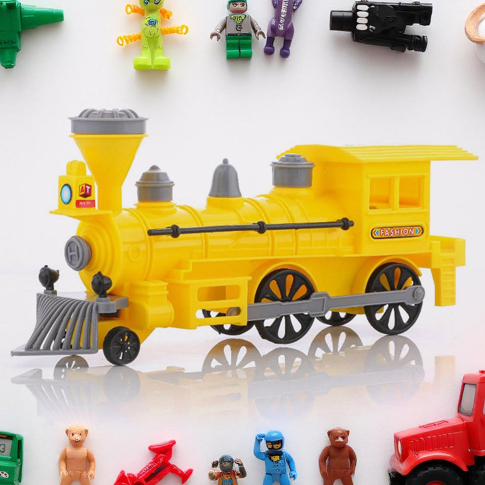 Pull and Go Train with Light Plastic String Pull Back Train (1 Pc / Mix Color)