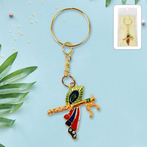 Krishna MorPich (Peacock Feather) and Bashuri (Bashuri) Keychain