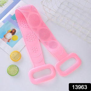 Silicone Body Back Scrubber Double Side Bathing Brush For Skin Deep Cleaning Massage Dead Skin Removal (101 Gm  Medium Size 1pc)